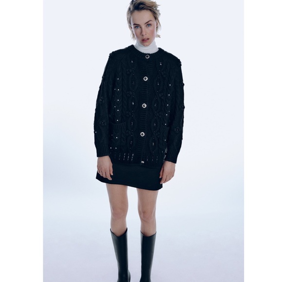 Zara BEJEWELED KNIT CARDIGAN - Picture 4 of 6